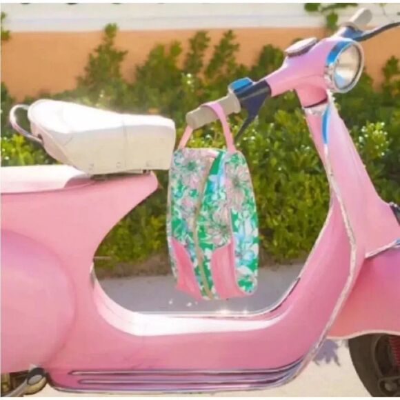 Lilly Pulitzer Floral Print Pink Accents Shoe Bag Spearmint Blossom Views GWP - Picture 9 of 10